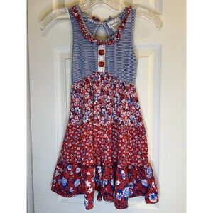 Jona Michelle Girls Dress Size 7,  Floral, Sleeveless, Ruffled Hem,